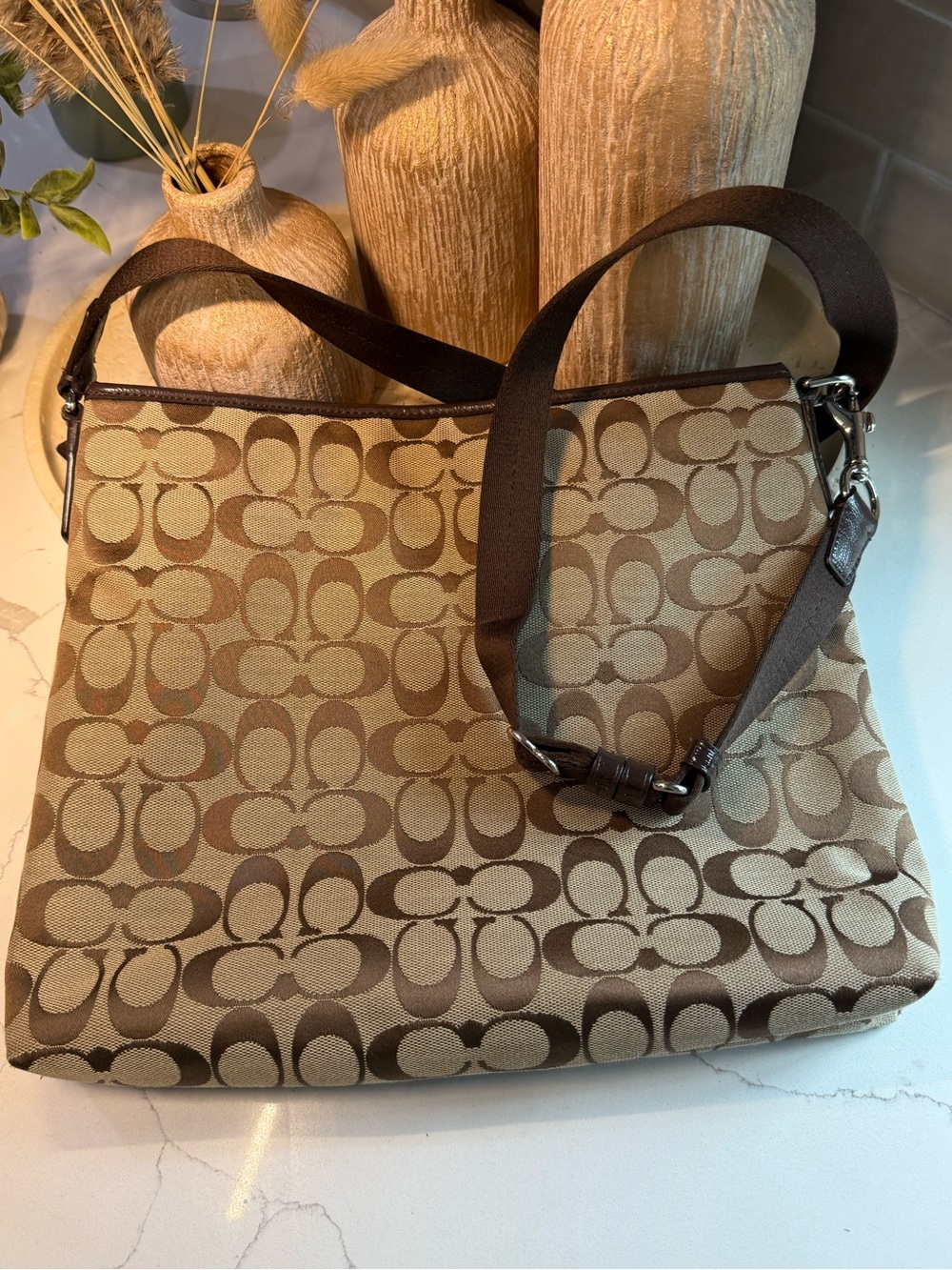 Coach Signature Stripe Crossbody Messenger Bag EUC - Picture 9 of 13